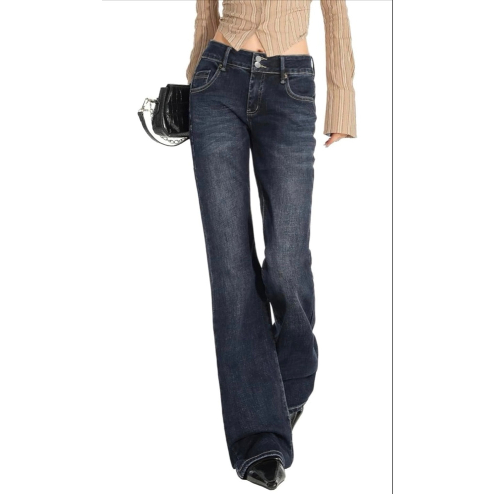 NEW Mid Low Rise Flare Jeans Stretchy Y2k Boyfriend Bootcut Baggy 10 34/31